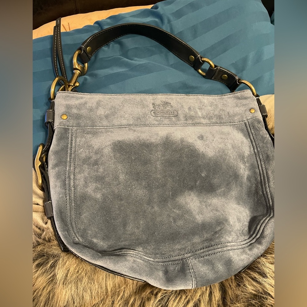 Coach genuine, leather suede blue bag